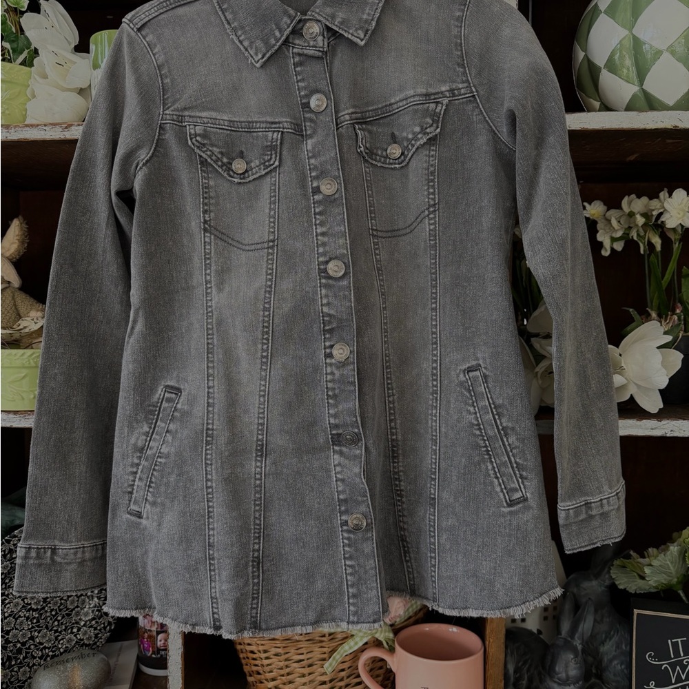 LOGO by Lori Goldstein Charcoal Jean Jacket
